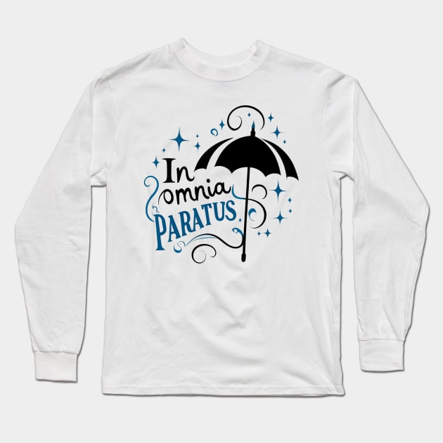 In Omnia Paratus - Umbrella and Scarf II - Typography Long Sleeve T-Shirt by Fenay-Designs